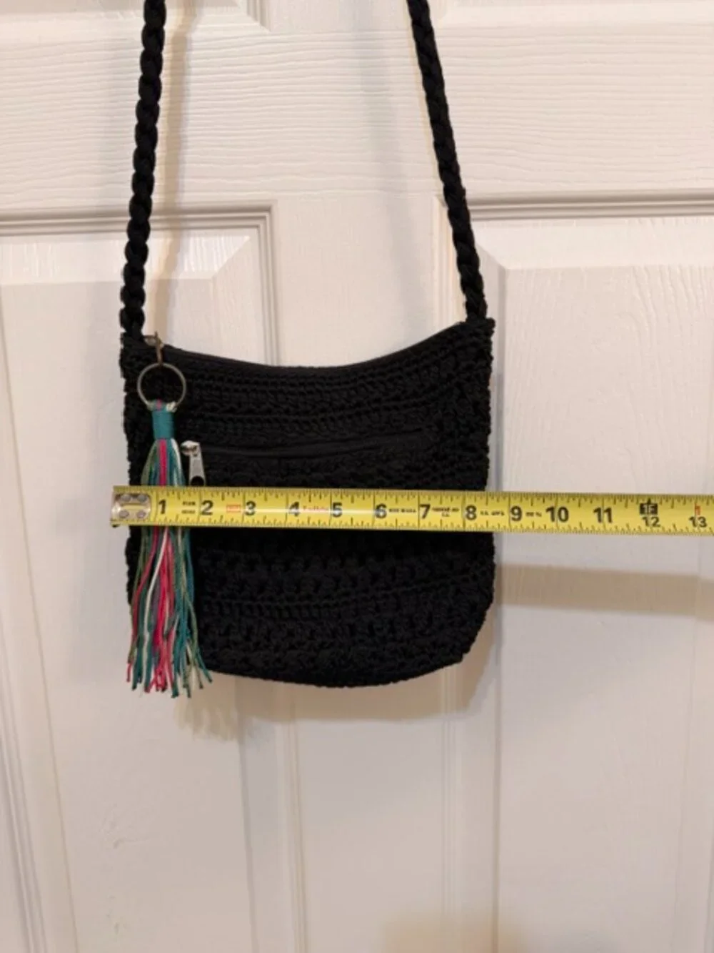 CROFT & BARROW CROCHETED BLACK SHOULDER BAG PURSE